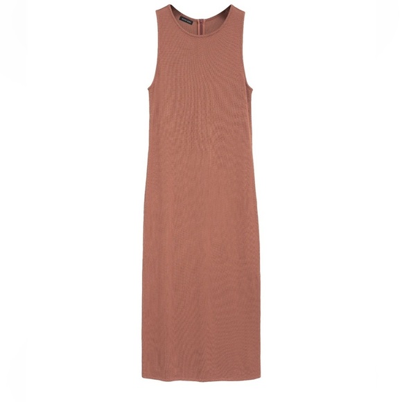 Anine Bing Savannah knit crew neck sleeveless midi dress terracotta waffle new - Picture 7 of 13